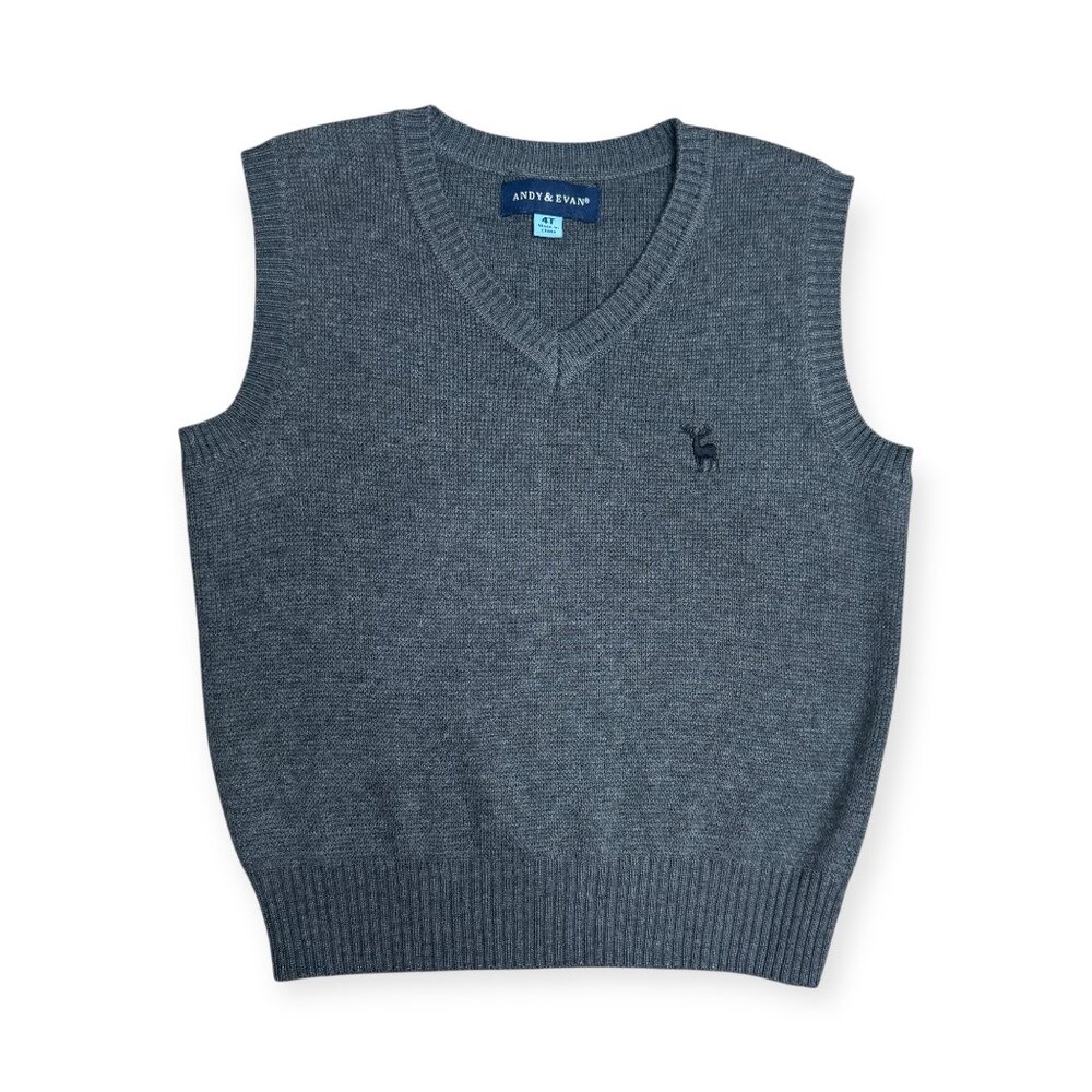 NWOT Andy & Evan Toddler‎ Boy’s Gray V-Neck Knit Preppy Sweater Vest Size 4T